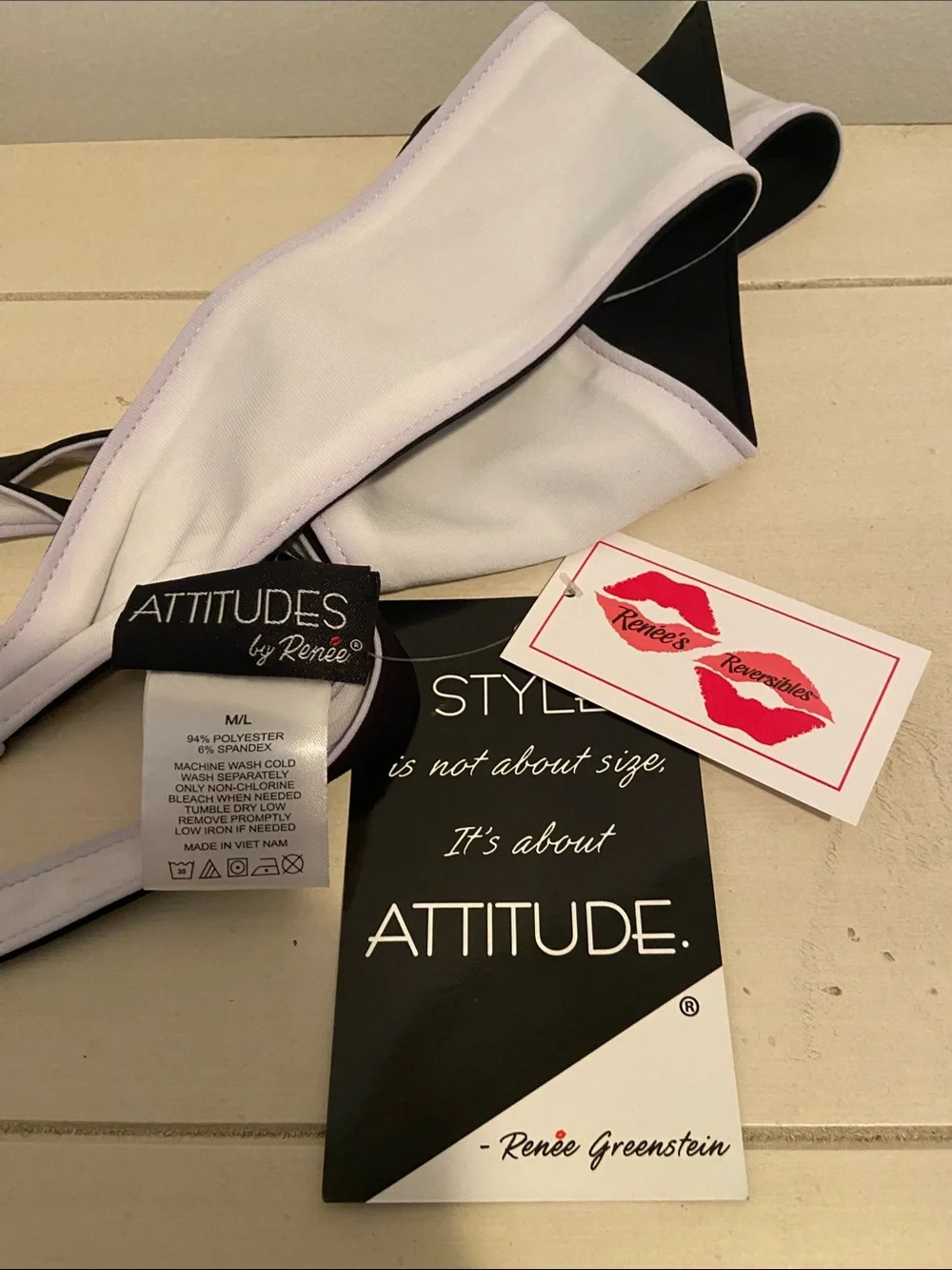 Attitudes by Renee Black & White Reversible Obi Waist Belt M/L New Contemporary